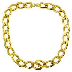 Vintage Dior Necklace 1980s - Gold Plated Chunky Chain