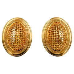Vintage Dior Oval Woven Clip-On Earrings