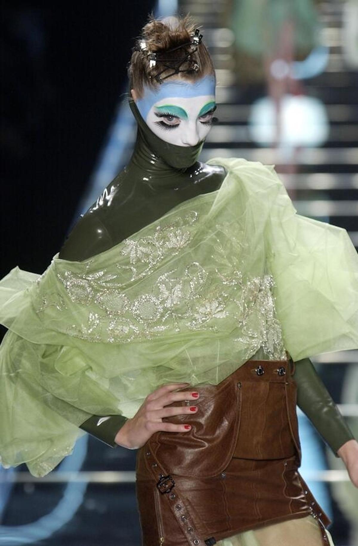 Vintage Dior Runway Leather Skirt with Belt  FW 2003 2