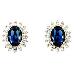 Vintage Dior Sapphire & Marquise Crystal Earrings 1968