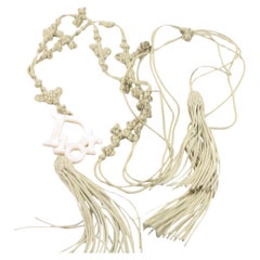 Vintage Dior Silk Necklace/Belt With Mother of Pearl Symbol