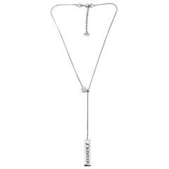 Vintage Dior Silver J’adore Logo Tag Lariat Necklace 1990s