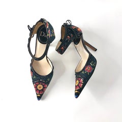 Vintage Dior SS 2002 Floral Print Bow Detail Pointed Toe High Heel Pumps 38