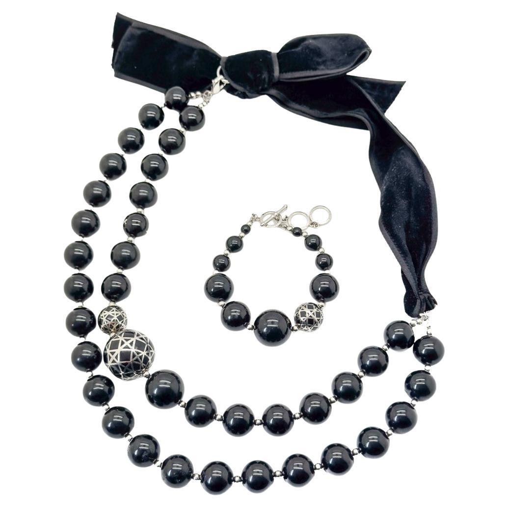 Conjunto de collar y pulsera vintage Dior Statement Cannage Años 2000 en venta