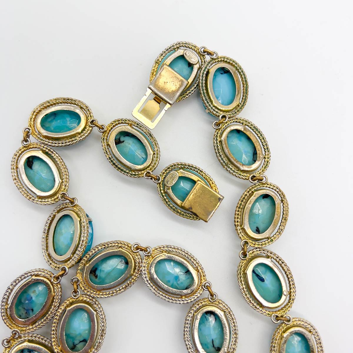Vintage Dior Turquoise Riviere Necklace 1962 For Sale 2