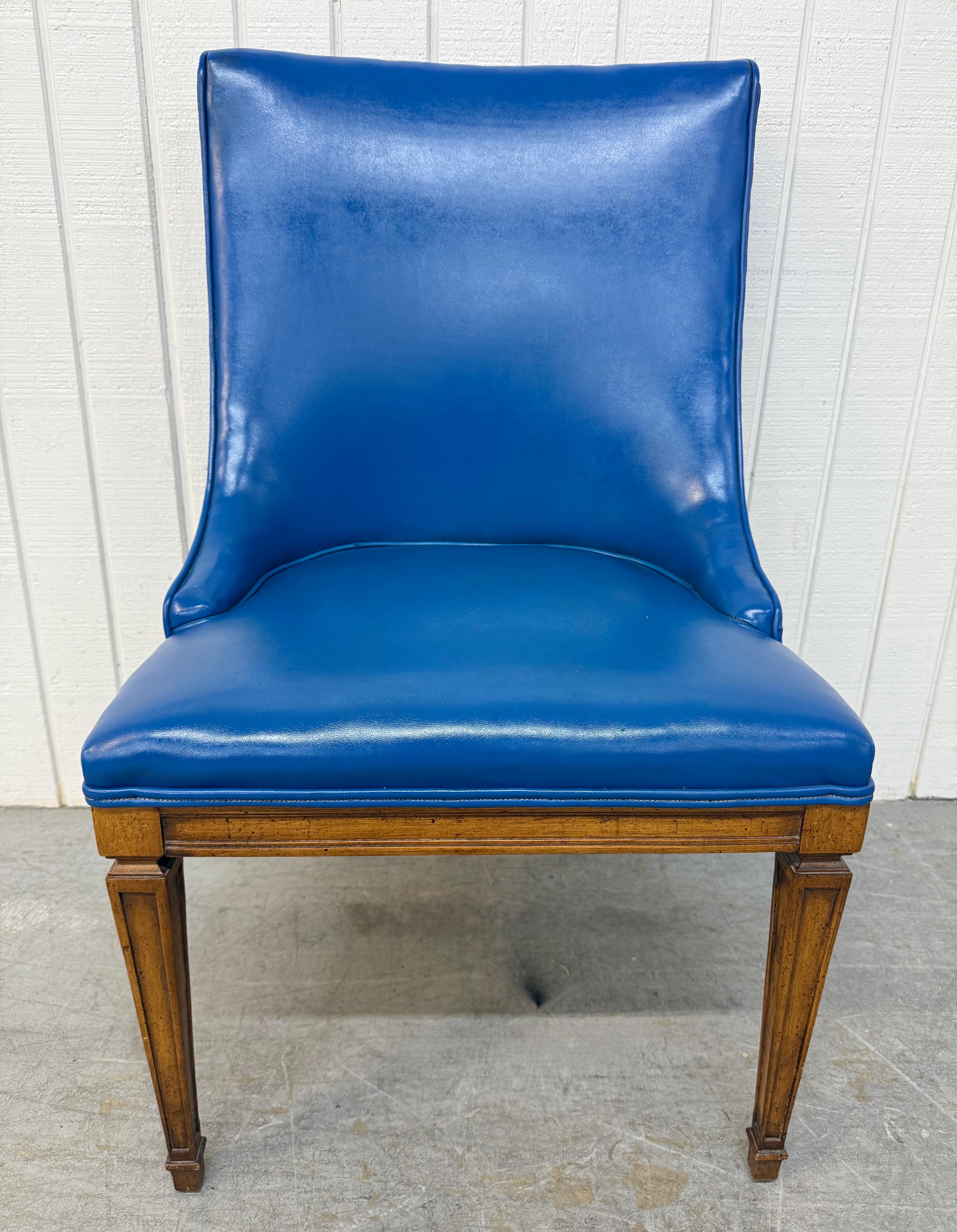 Blaue Kunstleder-Esszimmerstühle im Directoire-Stil - 4er-Set (amerikanisch) im Angebot