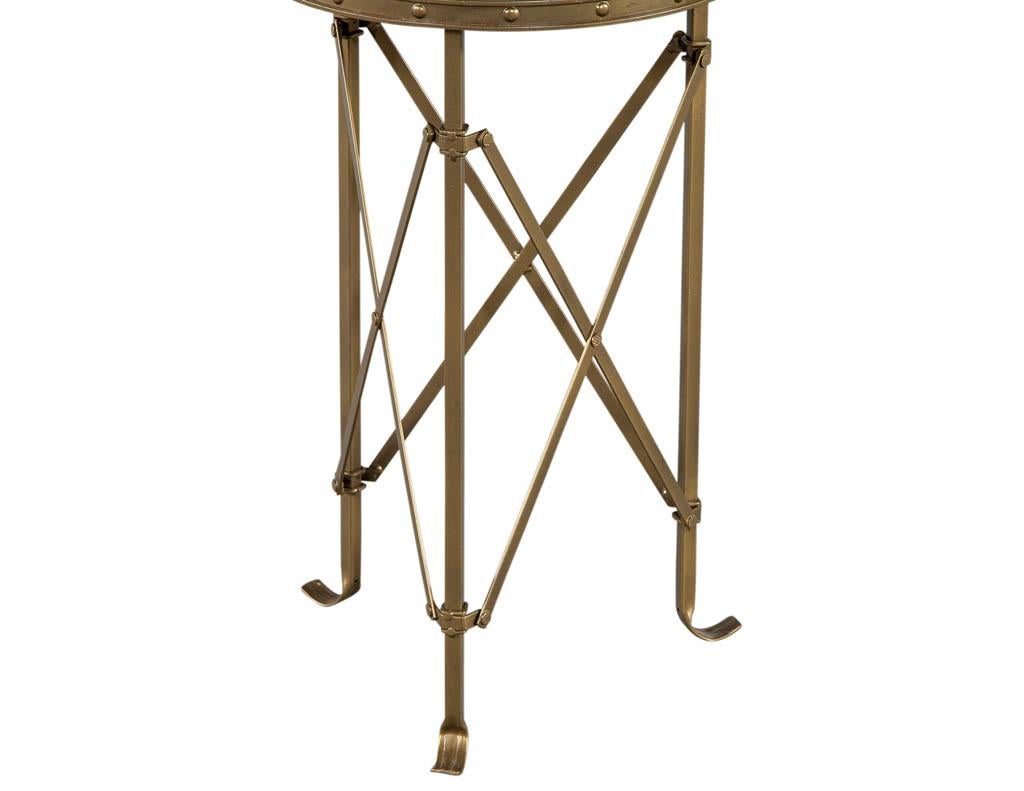American Vintage Directoire Style Brass and Stone Gueridon End Table