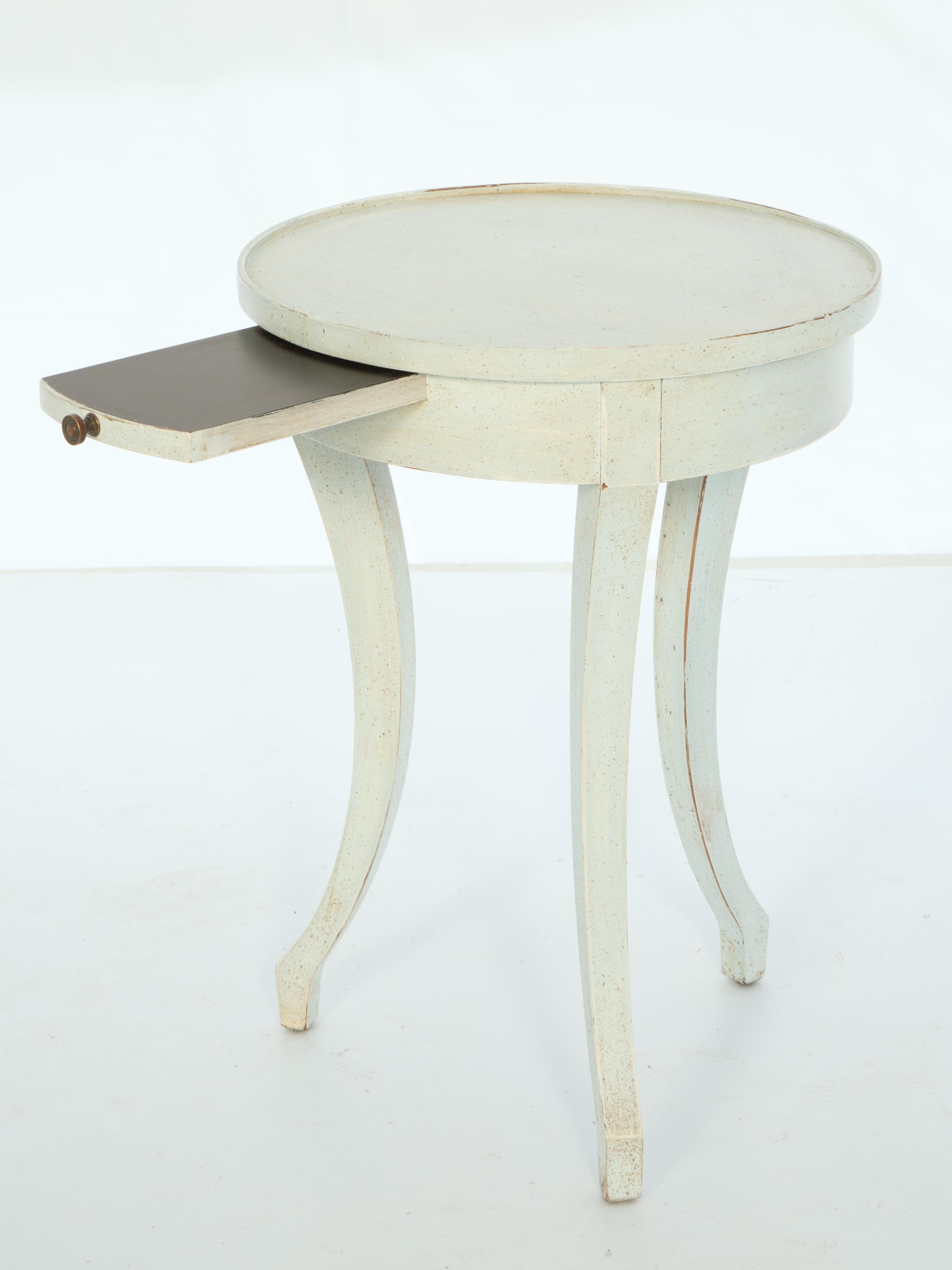 Wood Vintage Directoire Style Painted Accent Table with Slide For Sale