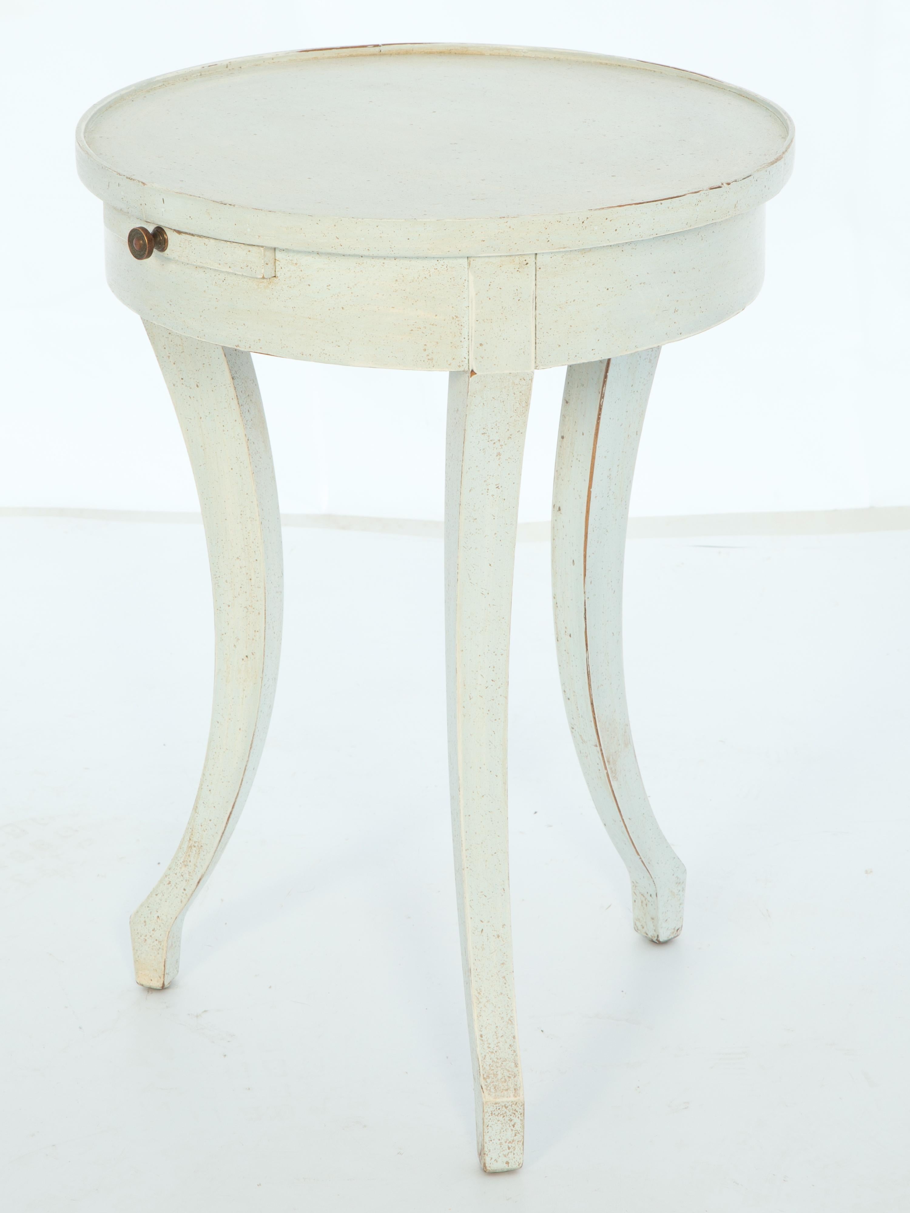 Vintage Directoire Style Painted Accent Table with Slide For Sale 1