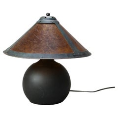 Vintage Dirk Van Erp School Arts & Crafts Table Lamp with Mica & Copper Shade