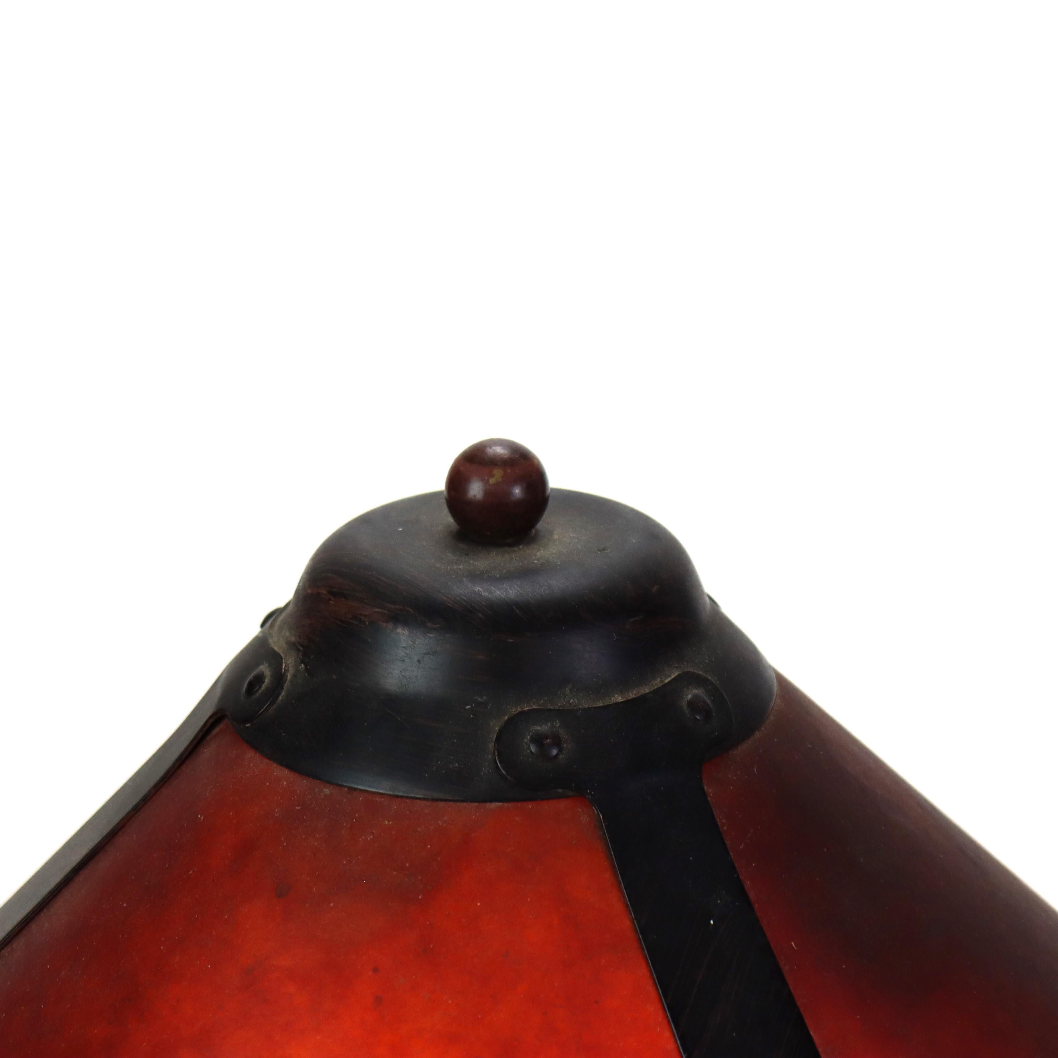 Vintage Dirk Van Erp School Bronze Table Lamp with Mica Shade Unsigned For Sale 1