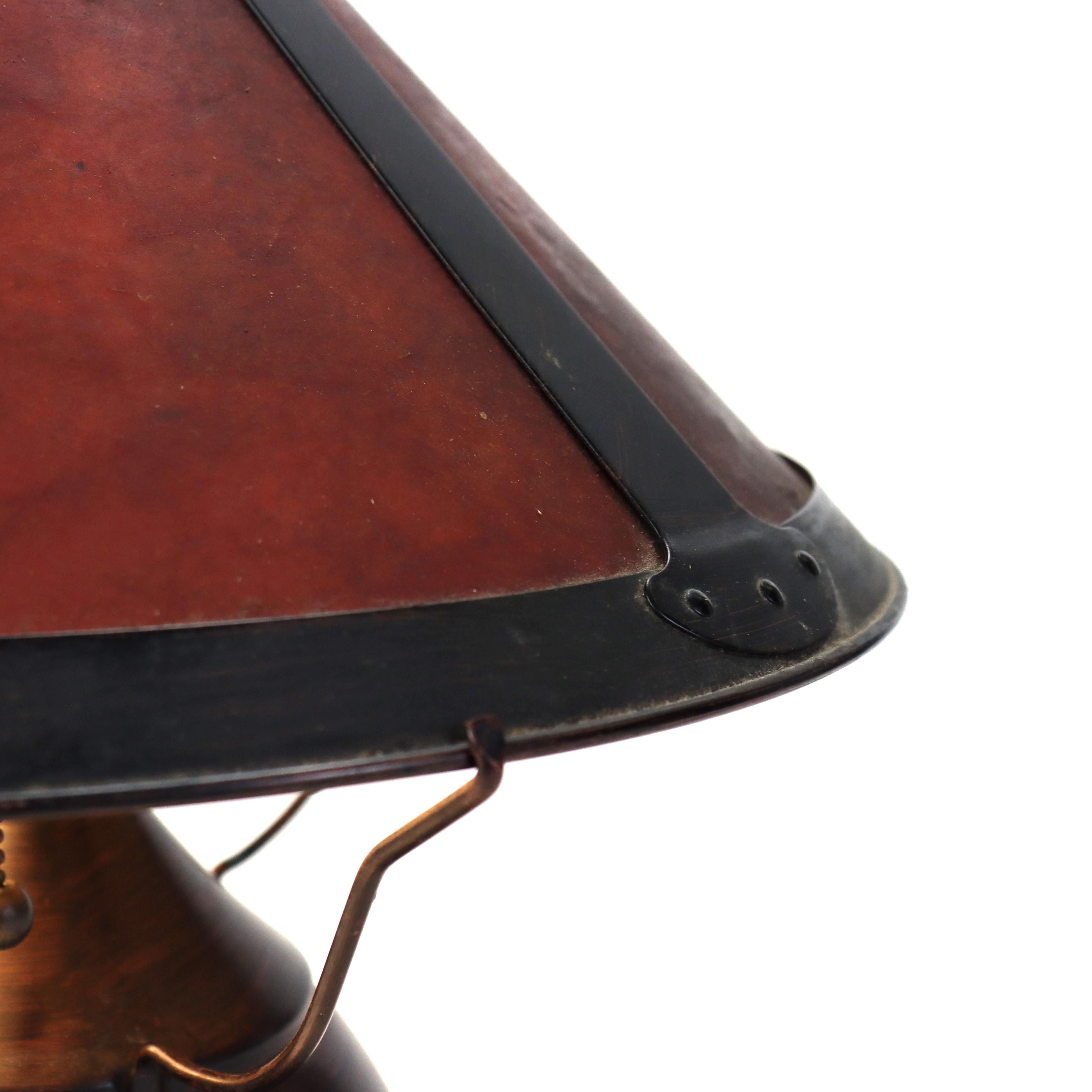Vintage Dirk Van Erp School Bronze Table Lamp with Mica Shade Unsigned For Sale 2