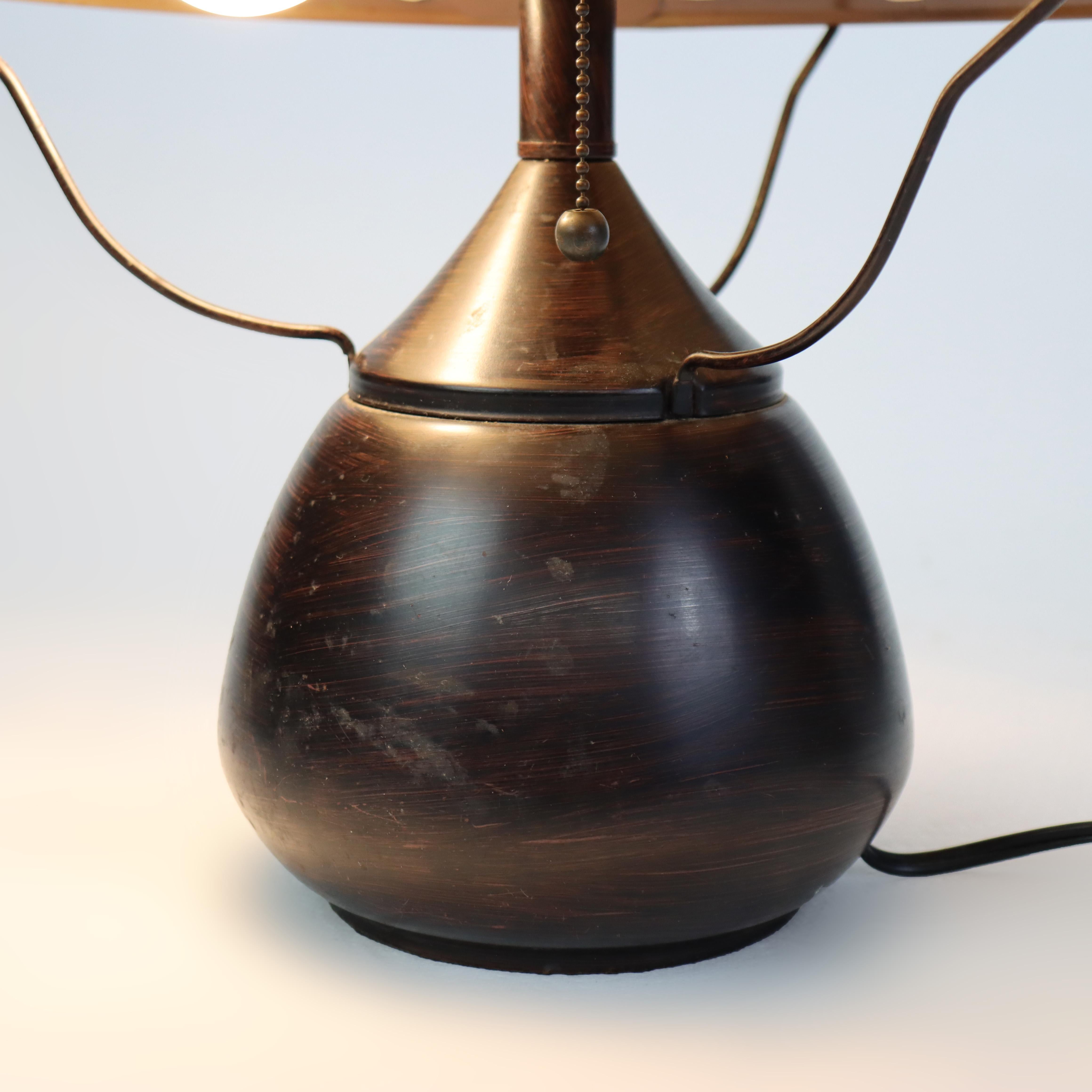 Vintage Dirk Van Erp School Bronze Table Lamp with Mica Shade Unsigned For Sale 3