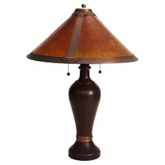 Vintage Dirk van Erp Style Arts & Crafts Copper & Mica Table Lamp 20thC