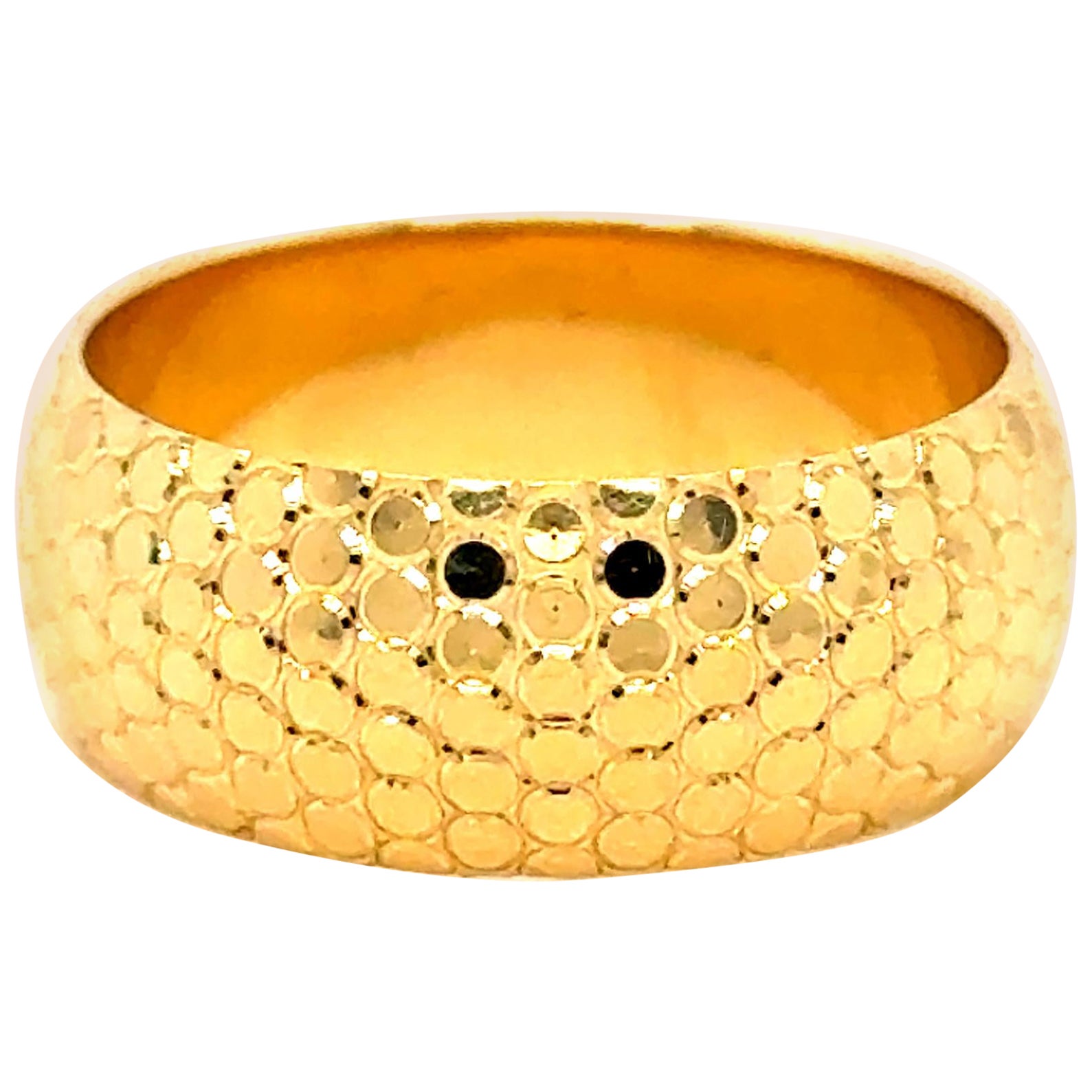 Vintage Disco Ball Band - 14K Gelbgold Breite Aussage Ring im Angebot