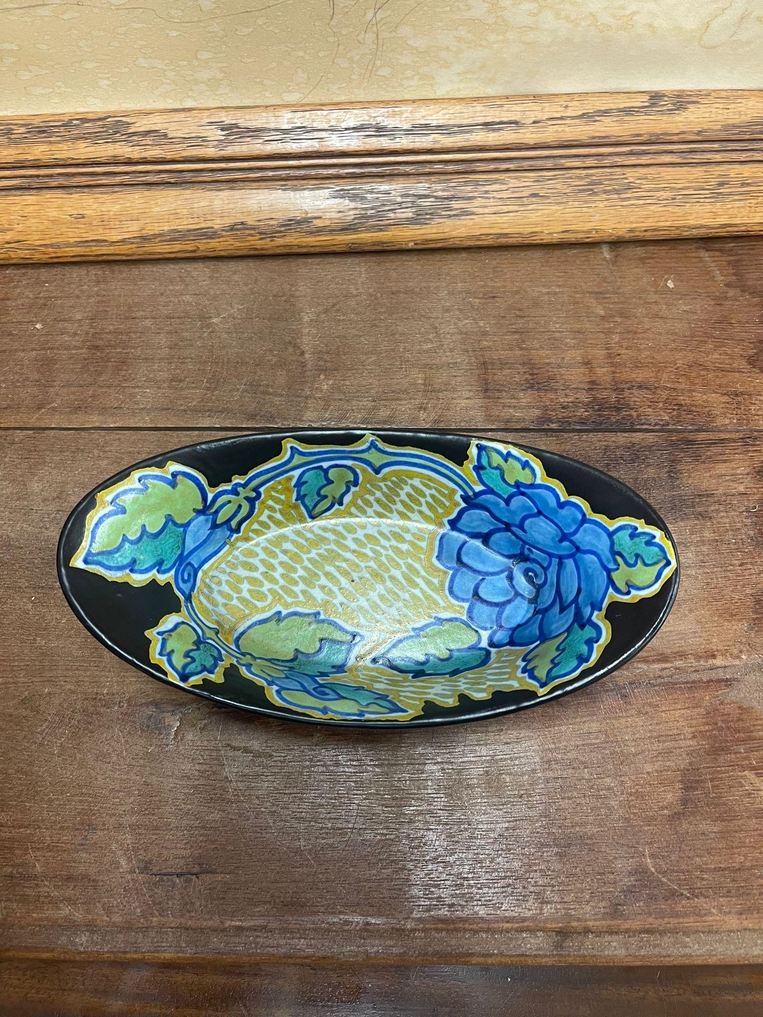 Metal Vintage Dish With Floral Motif. Amsterdam Import. For Sale