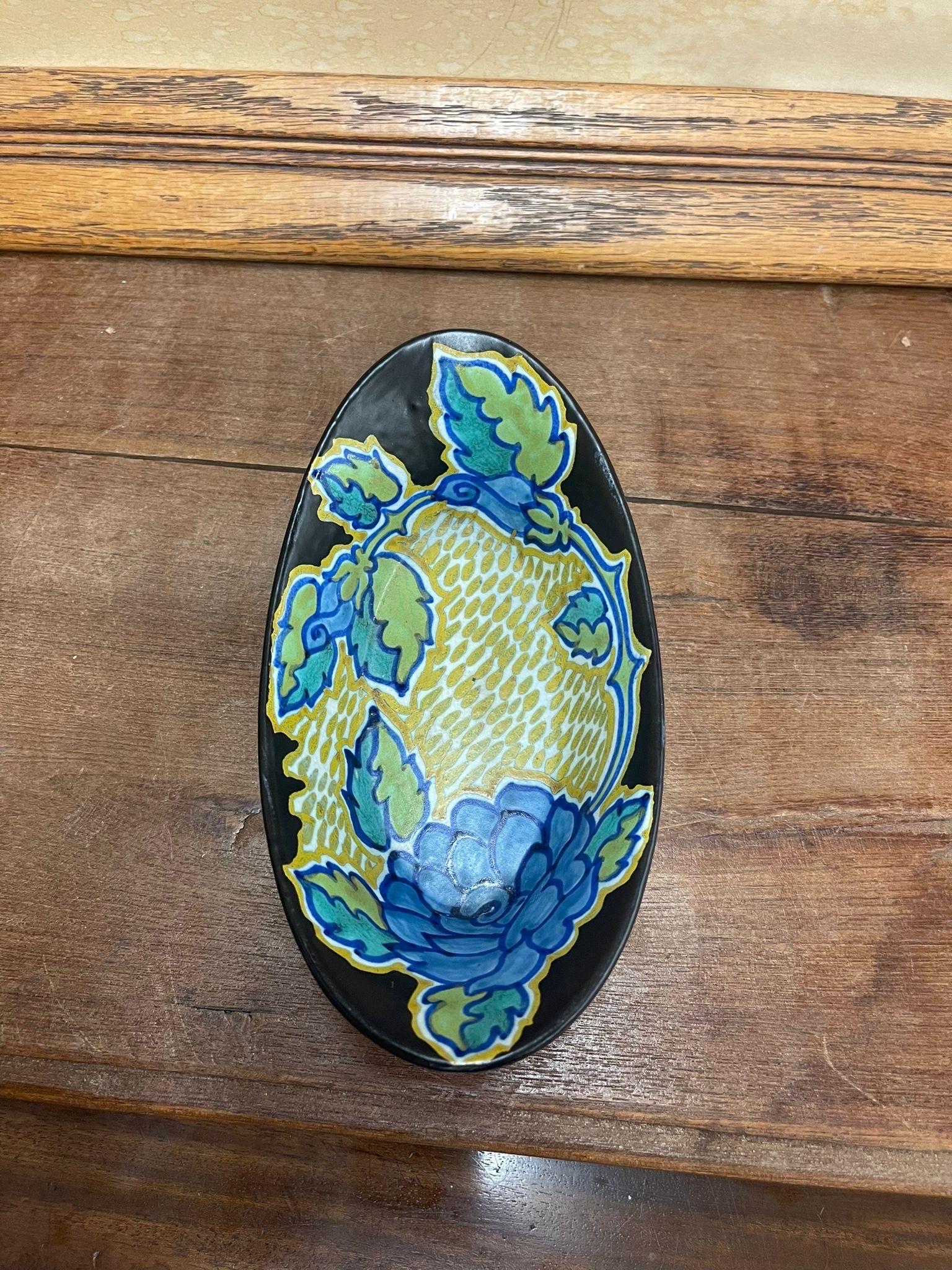 Vintage Dish With Floral Motif. Amsterdam Import. For Sale 1