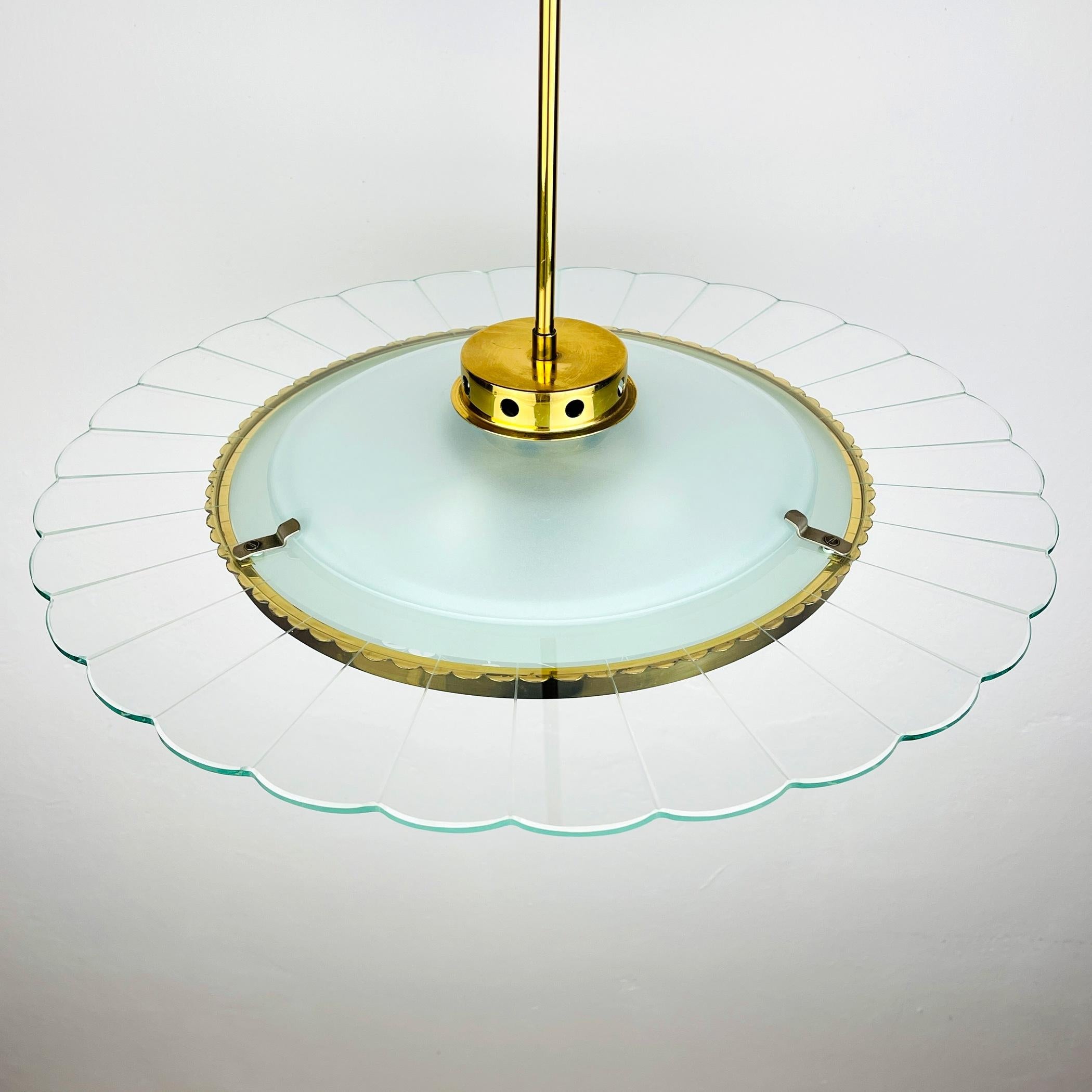 Art Deco Vintage disk chandelier  by Pietro Chiesa for Fontana Arte, Italy 1940s  For Sale