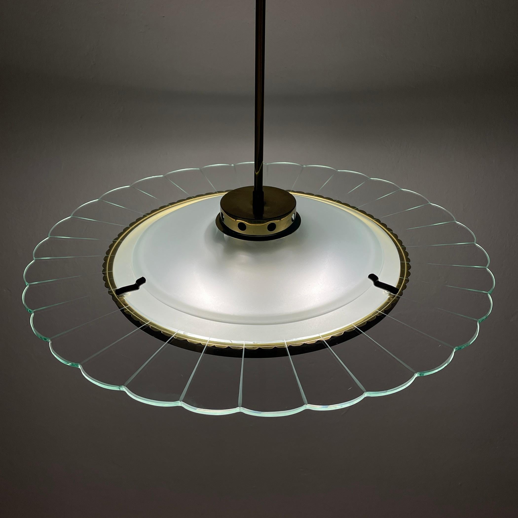 Vintage disk chandelier  by Pietro Chiesa for Fontana Arte, Italy 1940s  For Sale 1