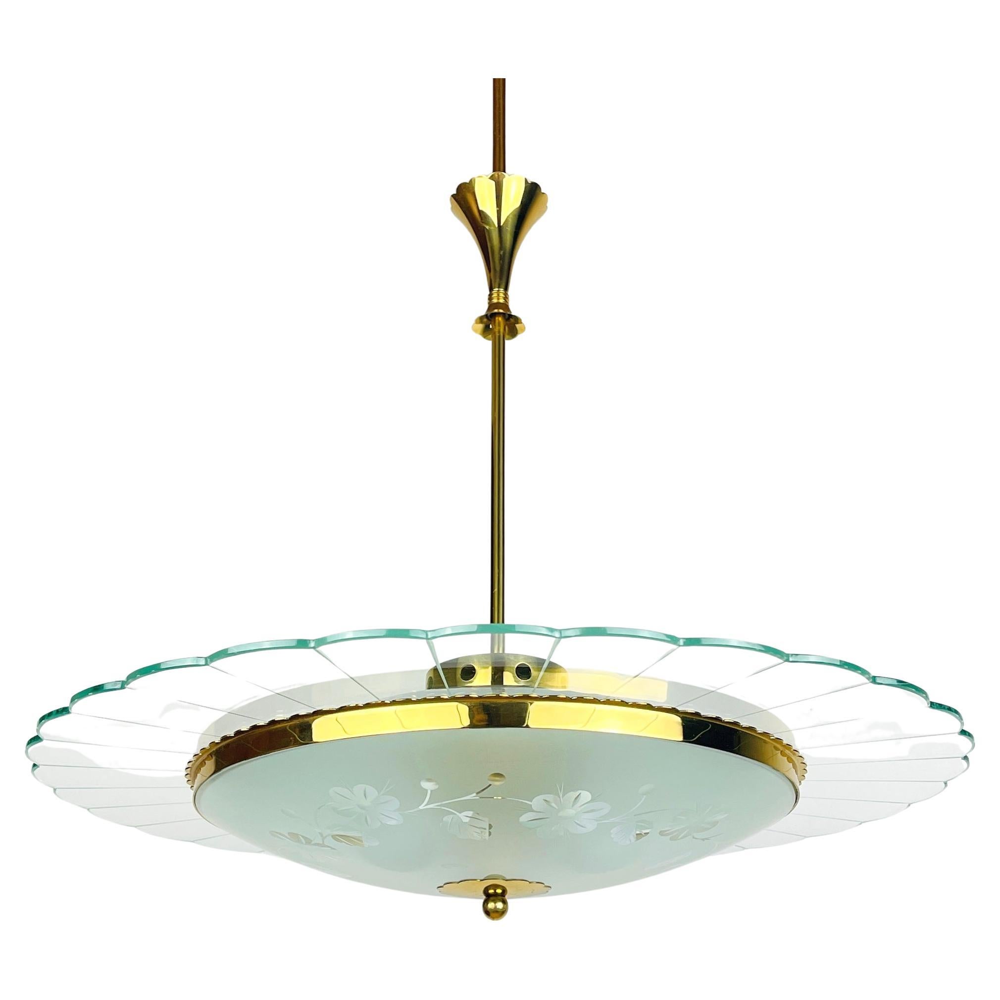Vintage disk chandelier  by Pietro Chiesa for Fontana Arte, Italy 1940s  For Sale