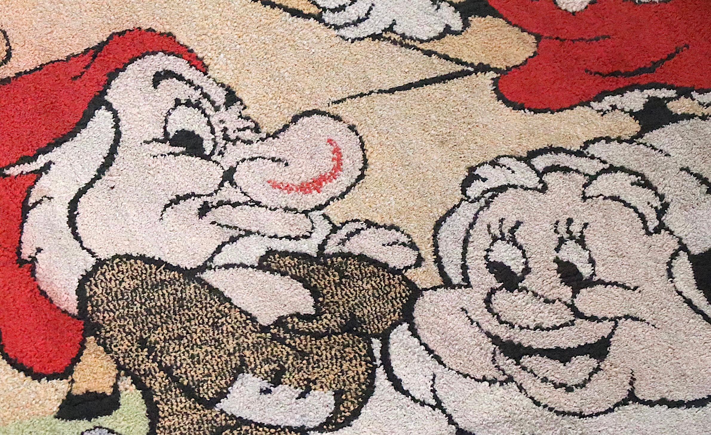 Vintage Disney Character Play Pen Rug c 1960's Mickey Mouse Donald Duck etc. In Good Condition For Sale In New York, NY