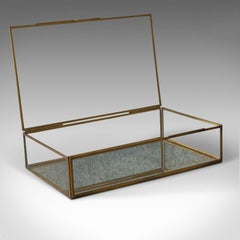 Vintage Display Box, English, Brass, Glass, Collectible Showcase, circa 1980