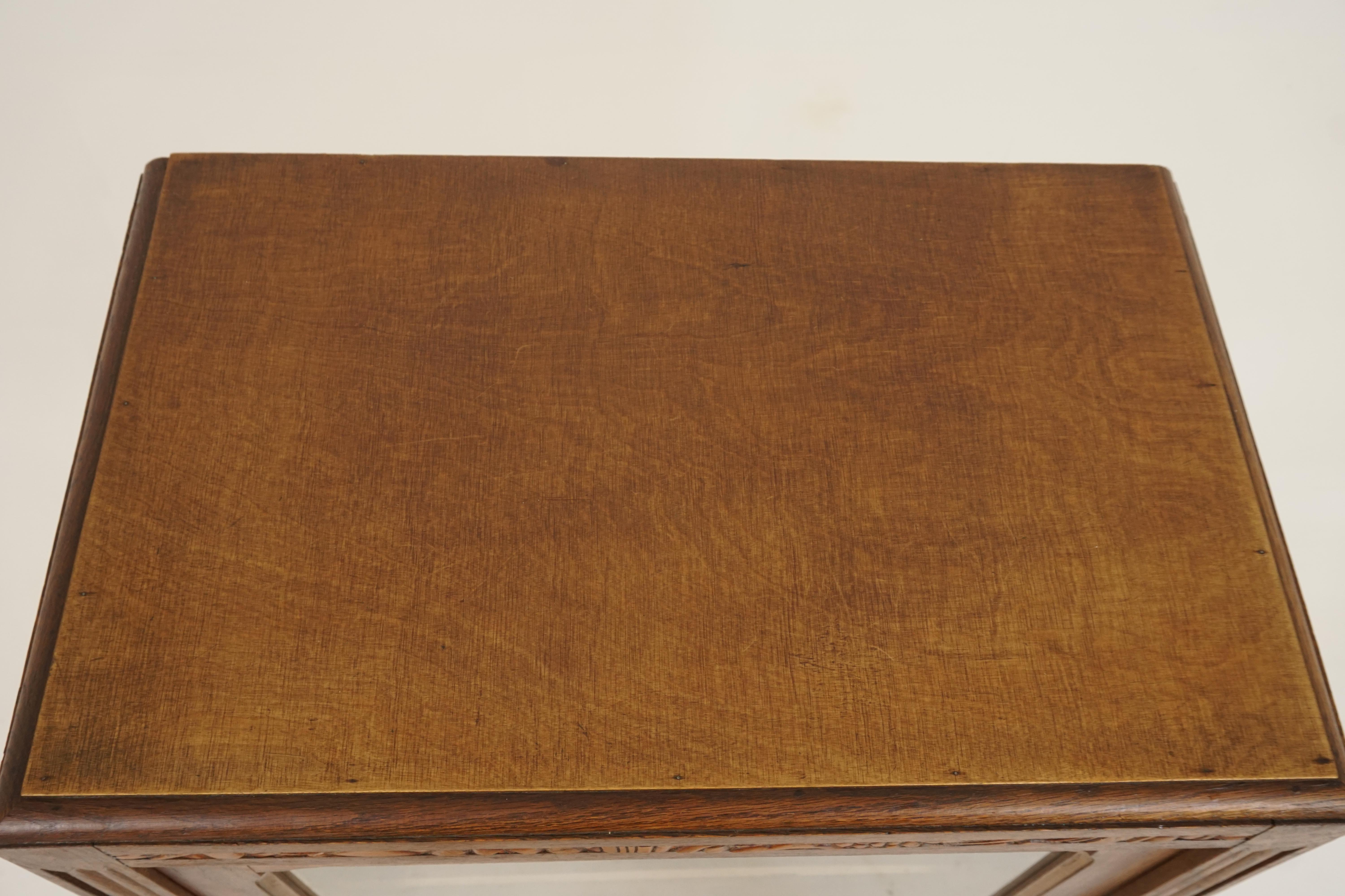 Hand-Crafted Vintage Display Cabinet, Art Deco Oak Glass Front Bookcase, Scotland 1930, B2738