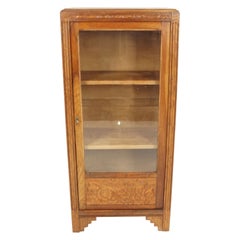 Vintage Display Cabinet, Art Deco Oak Glass Front Bookcase, Scotland 1930, B2738