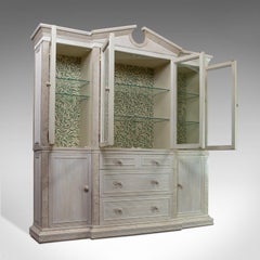Vintage Display Cabinet, English, Beech, Travertine, Breakfront, Classical