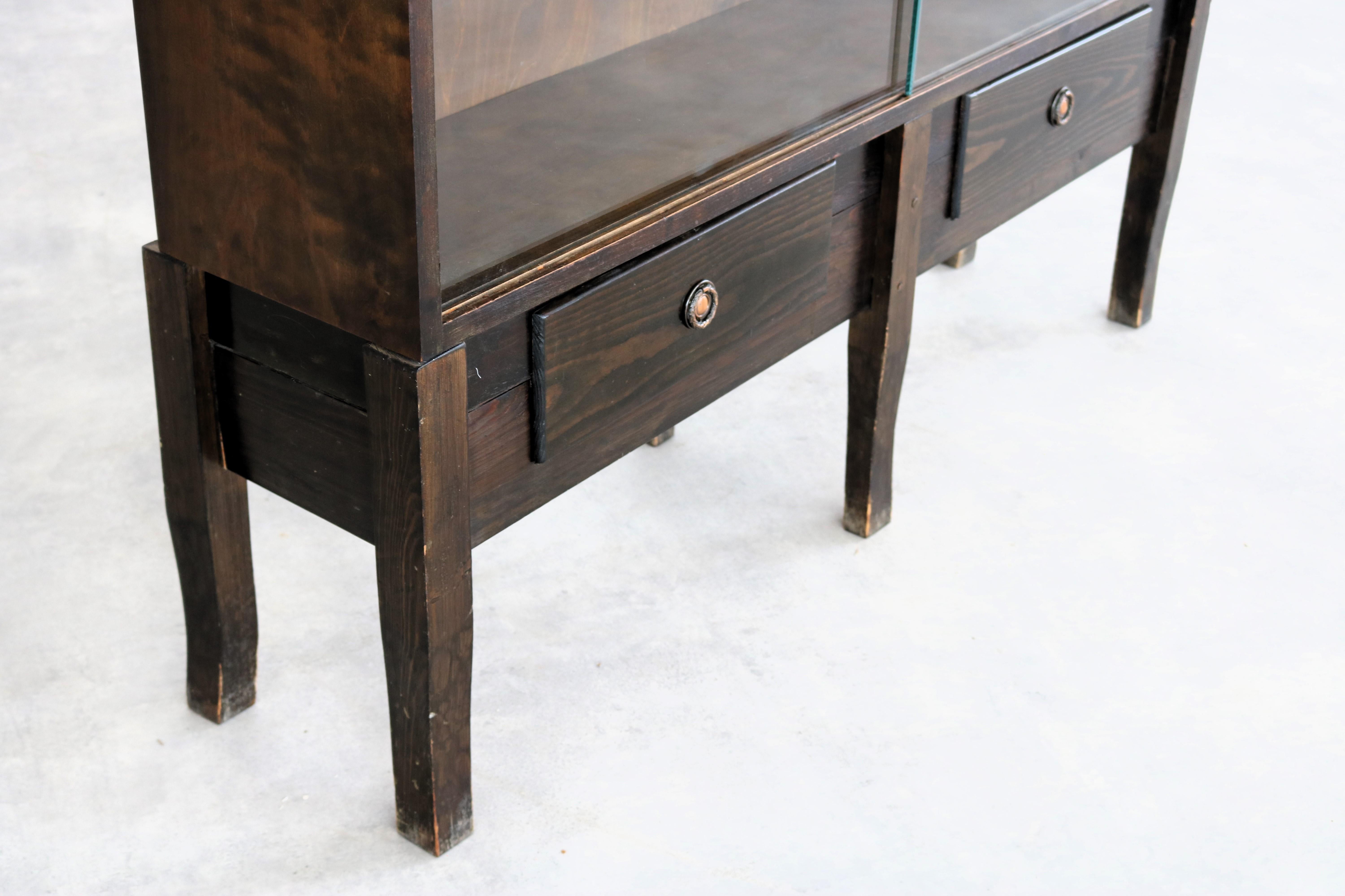 Glass vintage display cabinet  sideboard  1950s  Swedish For Sale