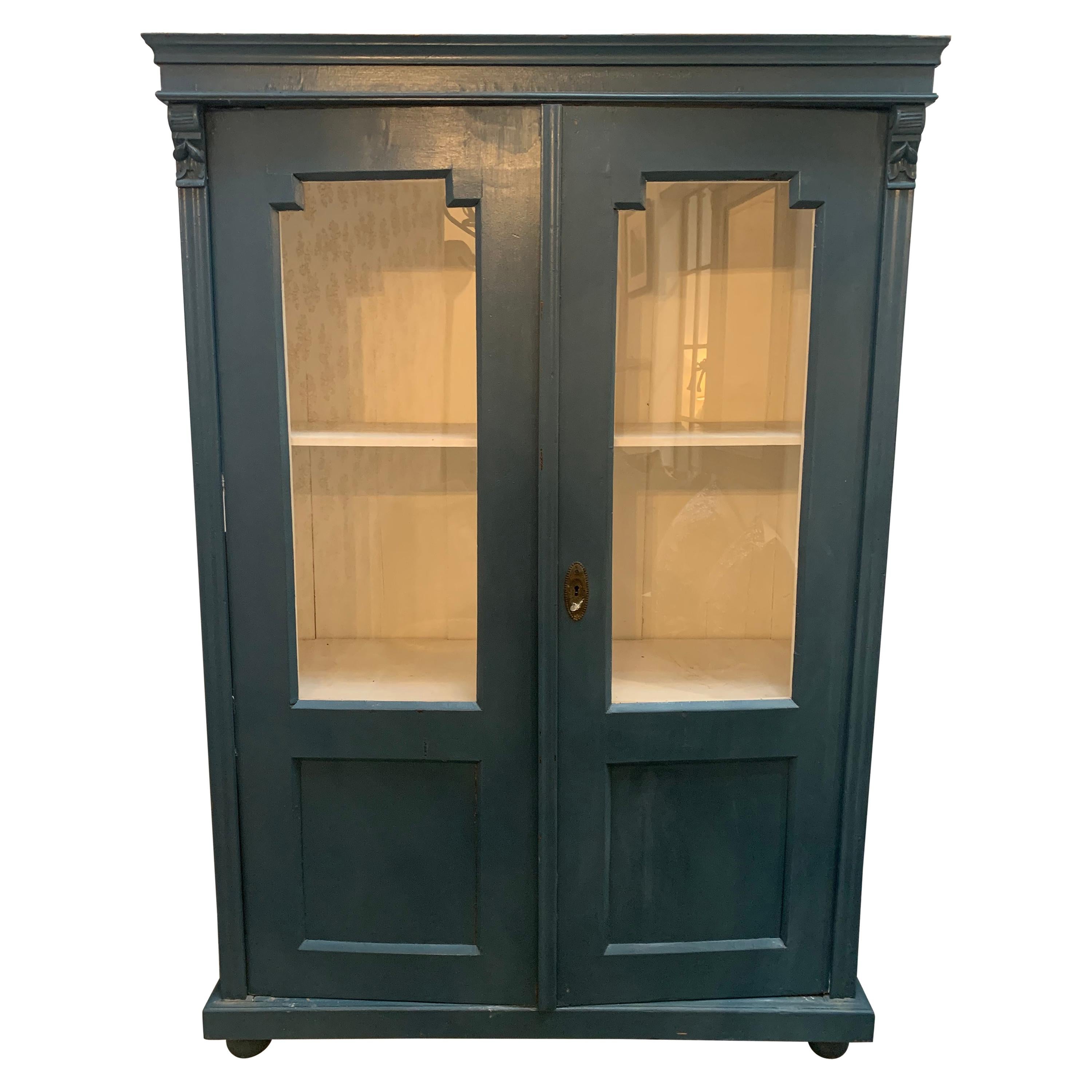 Vintage Display Cabinet with Glass Doors