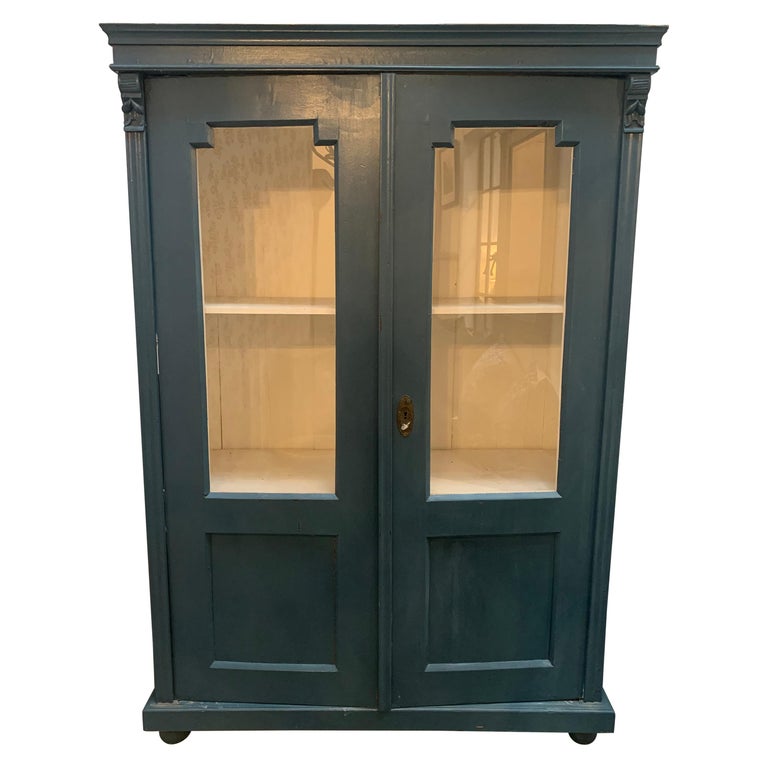 Vintage Display Cabinet With Glass, Display Cabinet Glass Doors