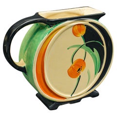 Pichet de présentation vintage anglais, céramique, vase à fleurs séchées Art Déco, vers 1930