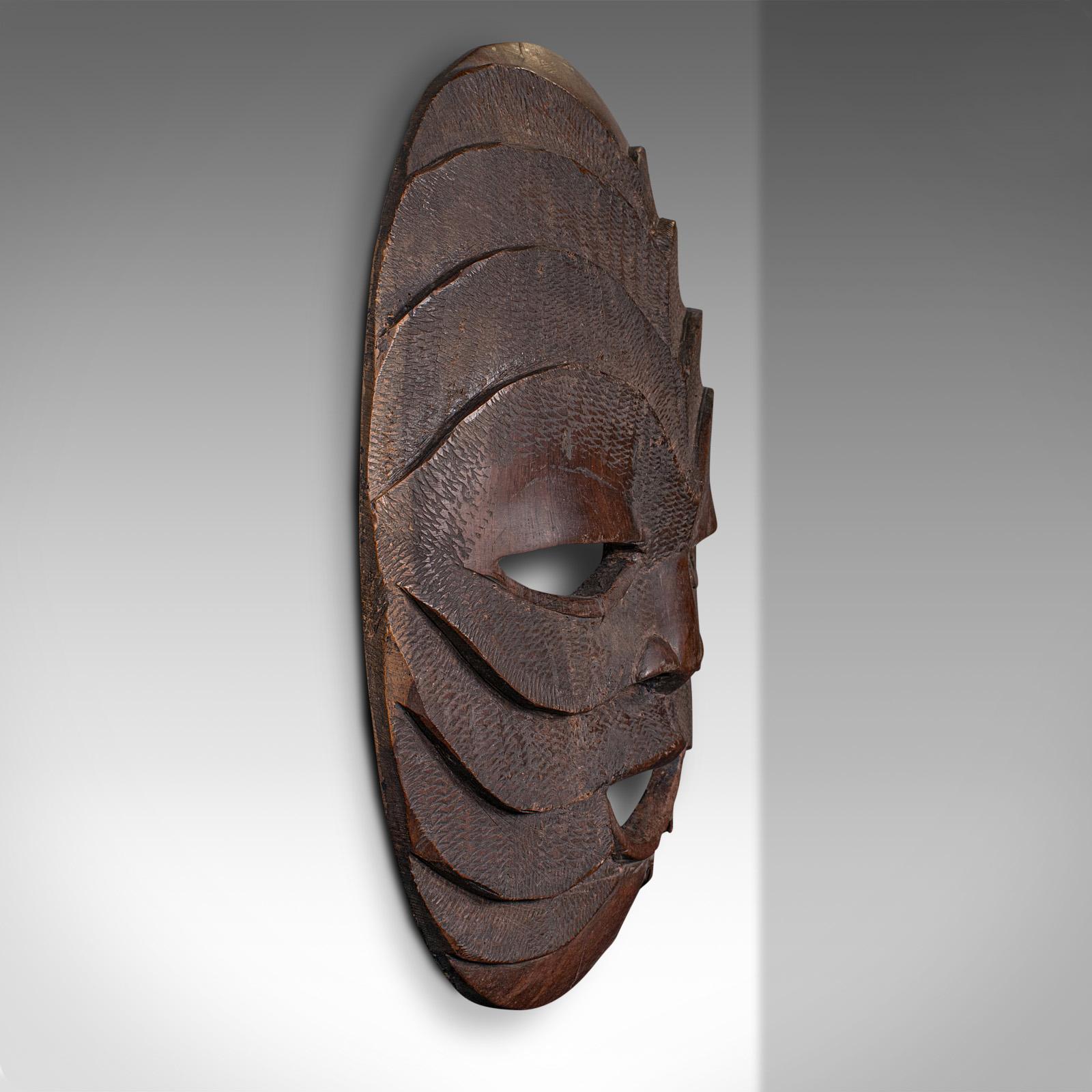 Vintage Display Mask, African, Ironwood, Carved, Ceremonial, Tribal, Decorative In Good Condition For Sale In Hele, Devon, GB