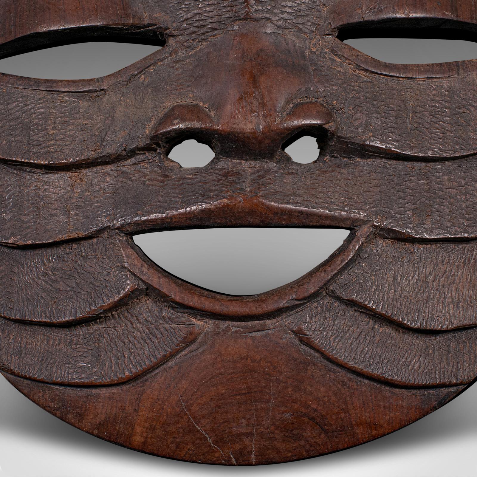 Wood Vintage Display Mask, African, Ironwood, Carved, Ceremonial, Tribal, Decorative For Sale