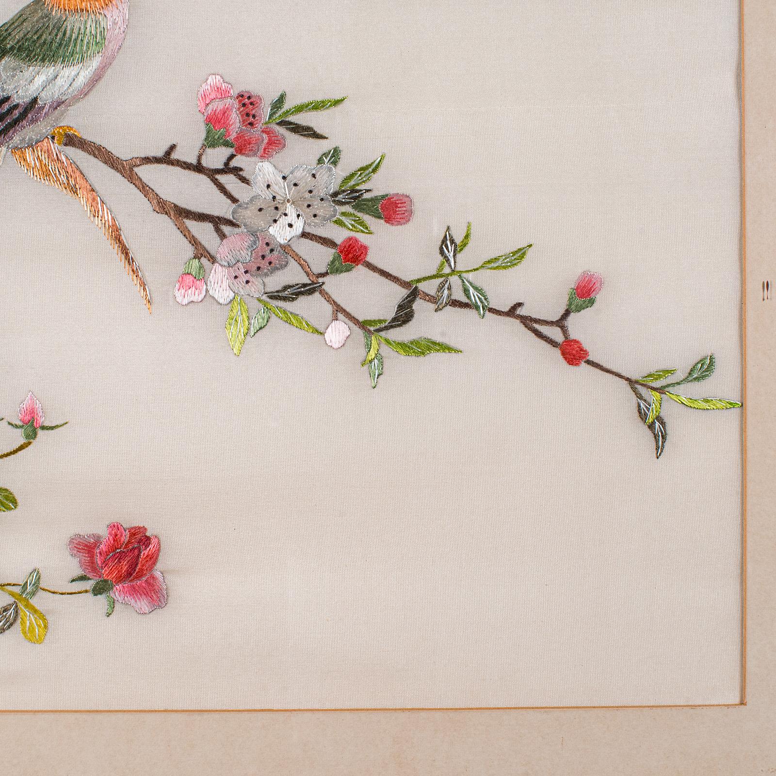 Vintage Display Panel, Korean, Silk Cotton Embroidery, Oriental, Art Deco, 1930 For Sale 3