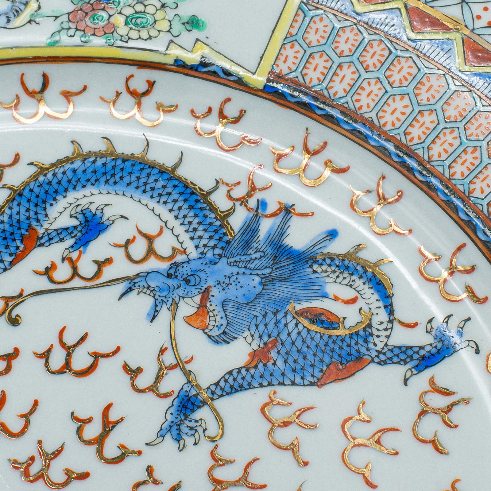 Vitrine chinoise, céramique, plat de service, Art déco, dragons, vers 1930 en vente 1