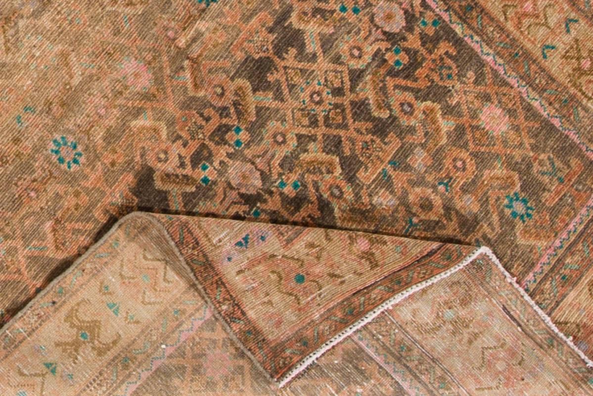Hand-Knotted Vintage Distressed Beige Persian Tabriz Carpet For Sale