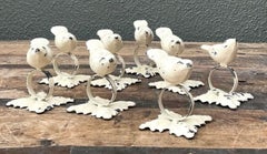 Vintage Distressed Bird Napkin Rings - Set of 8