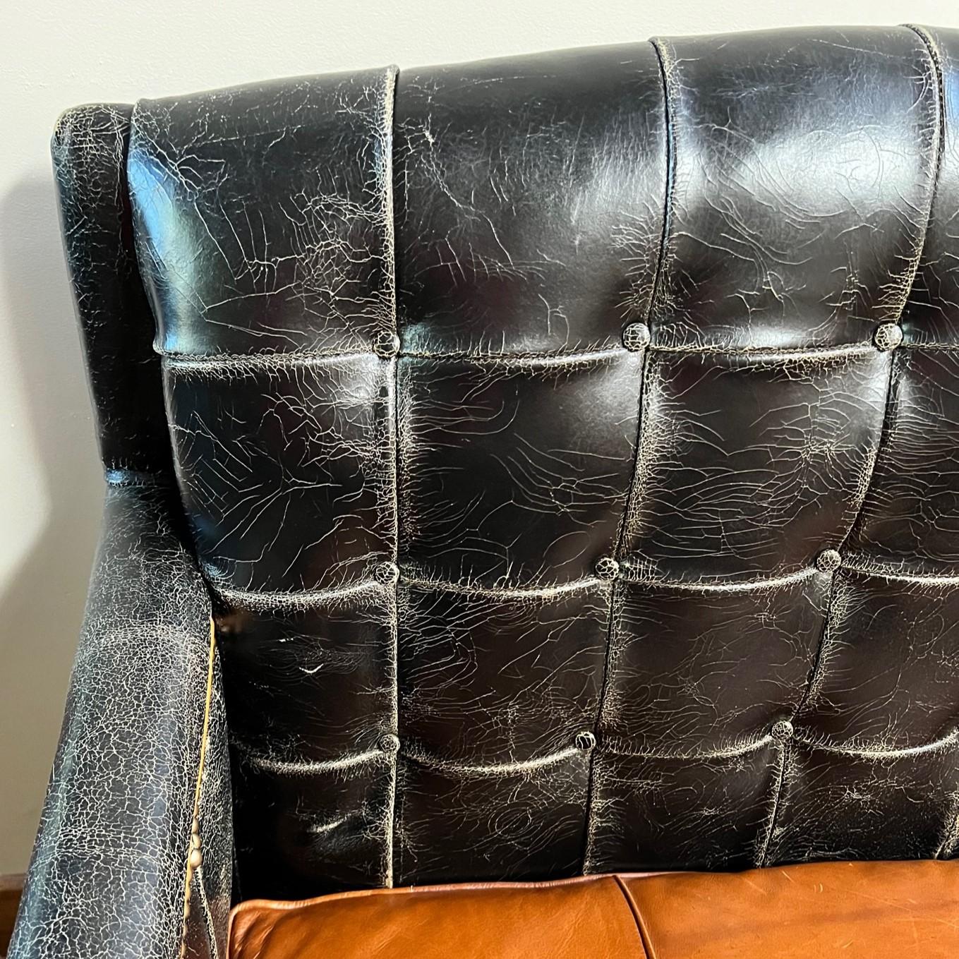 vintage distressed leather sofa