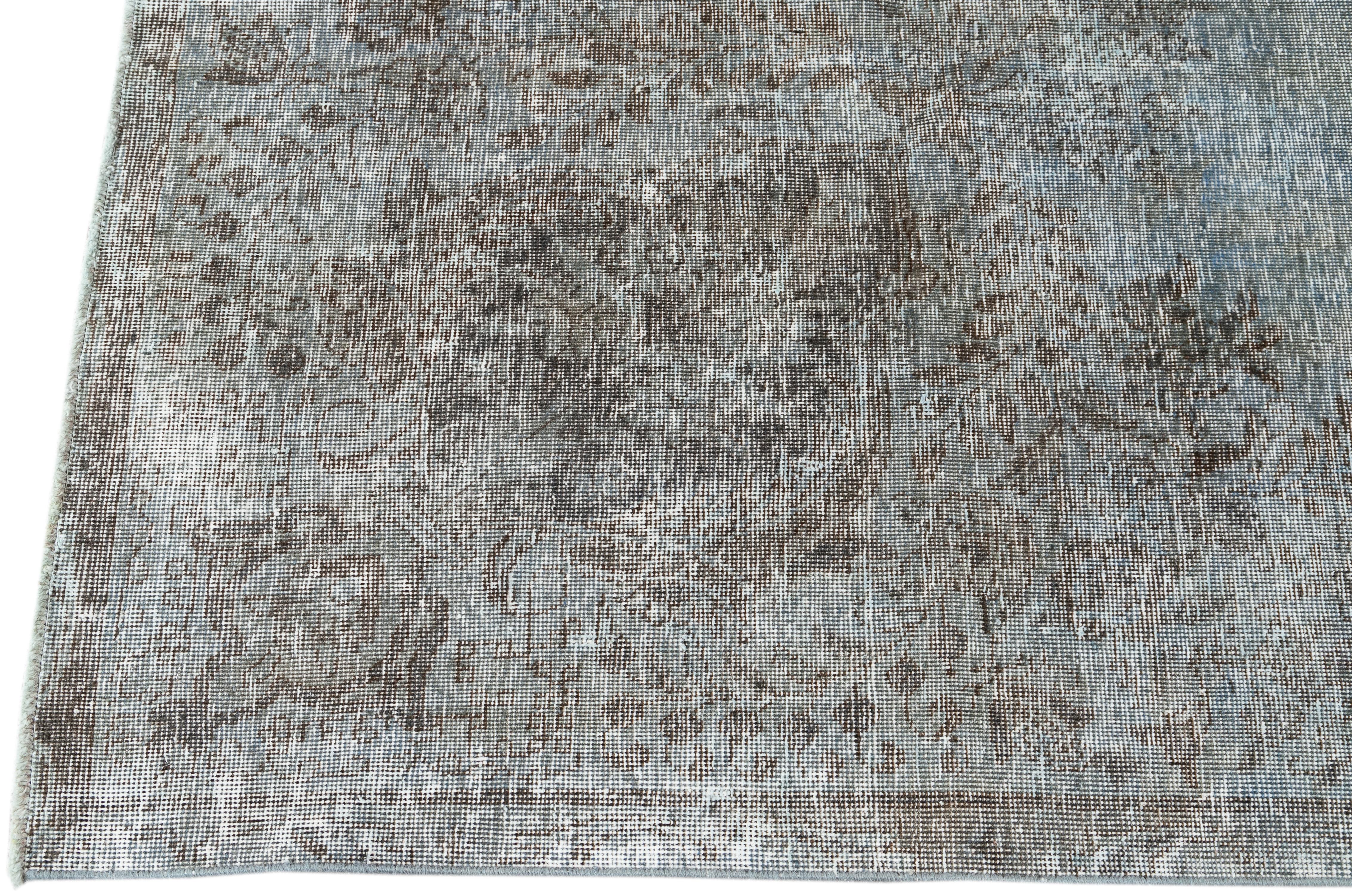 Vintage Distressed Blue Overdyed Wool Rug In Distressed Condition For Sale In Norwalk, CT