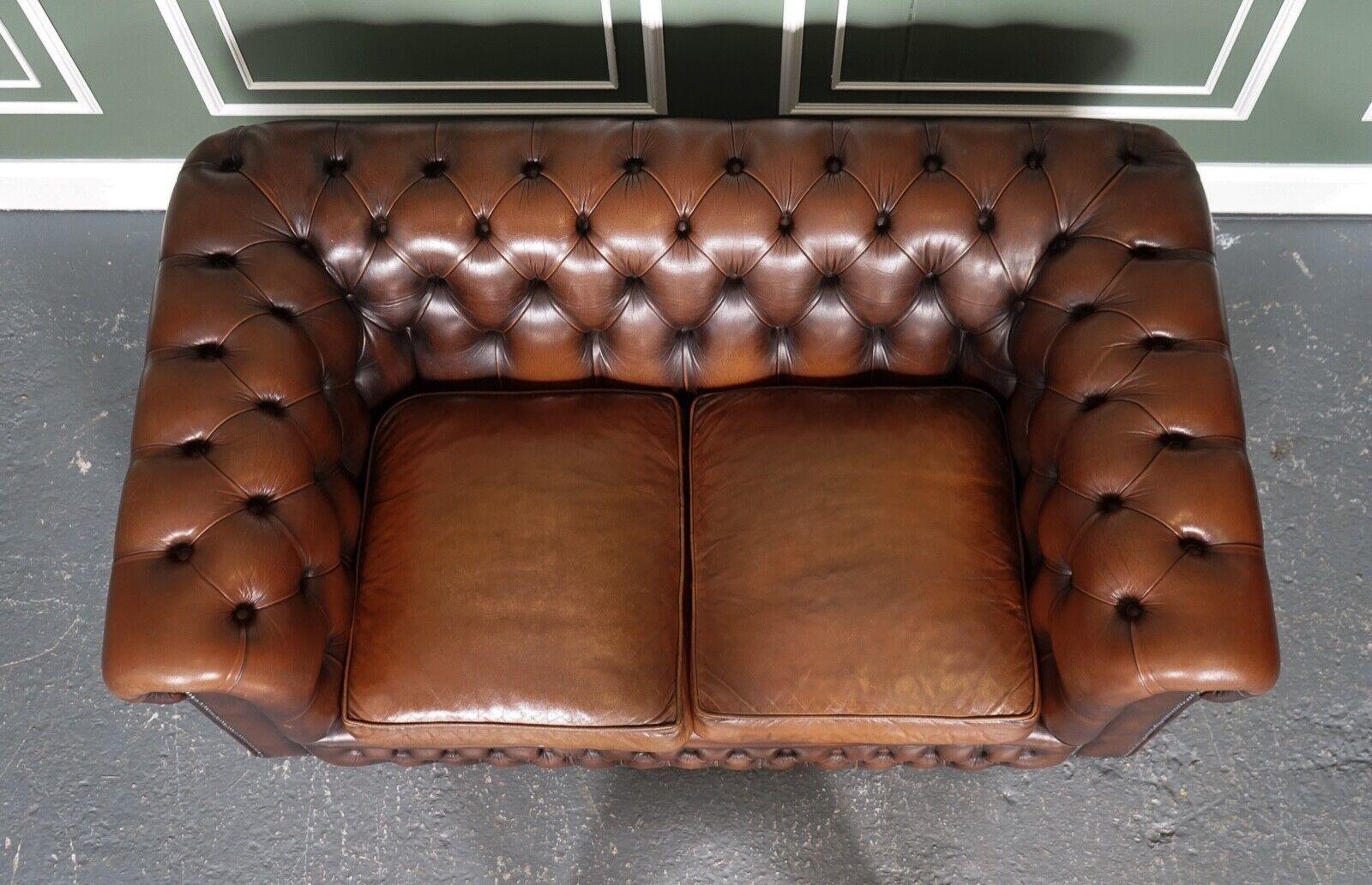 Vintage Distressed Brown Leather Chesterfield Gentleman Club Sofa 1