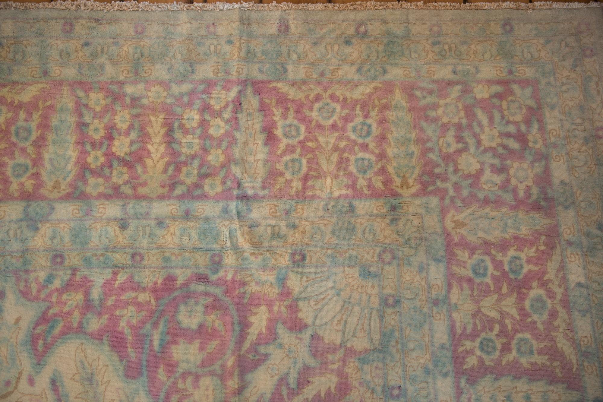 Vintage Distressed Bulgarian Kerman Design Carpet In Fair Condition For Sale In Katonah, NY