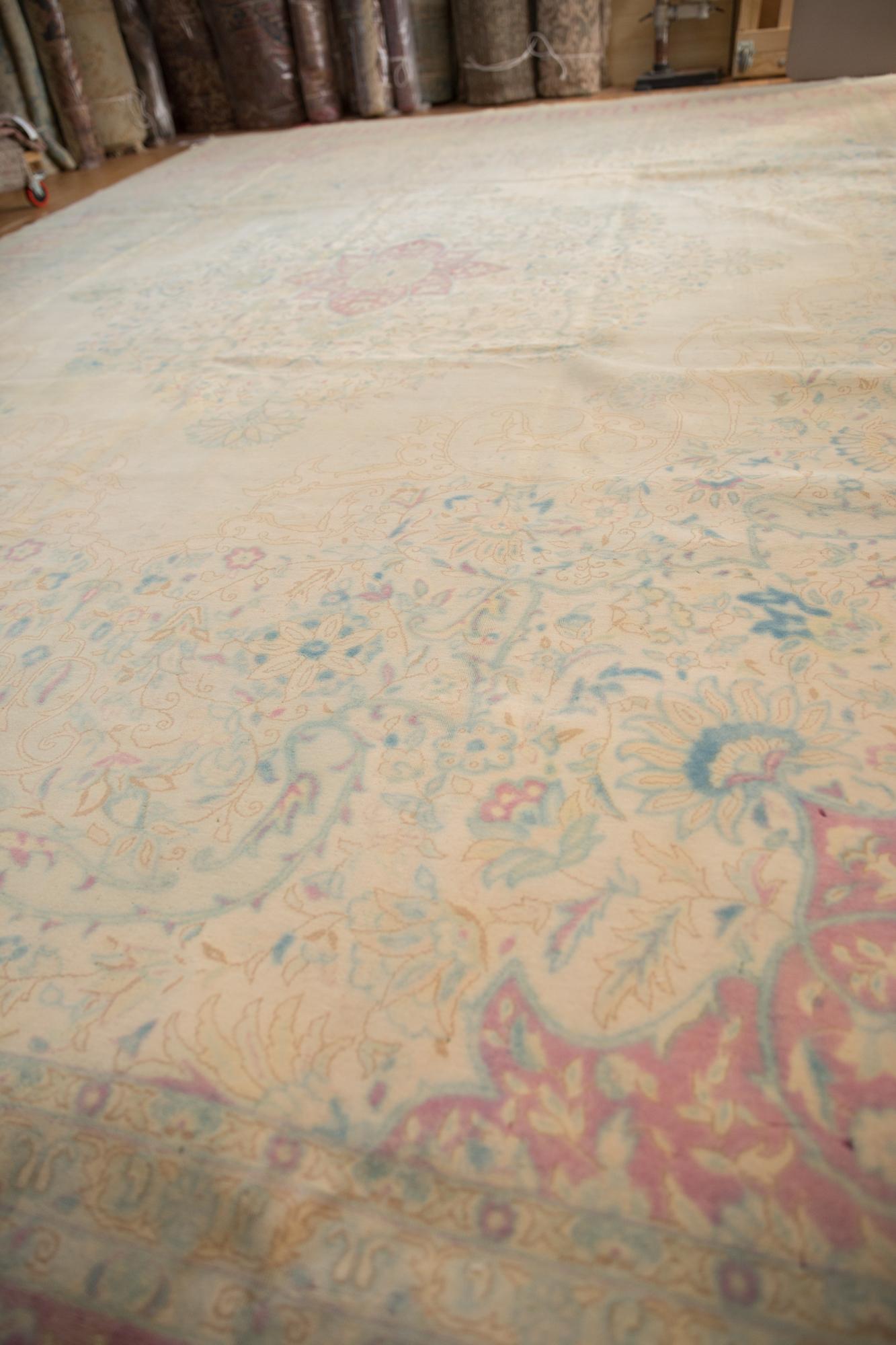 Wool Vintage Distressed Bulgarian Kerman Design Carpet For Sale