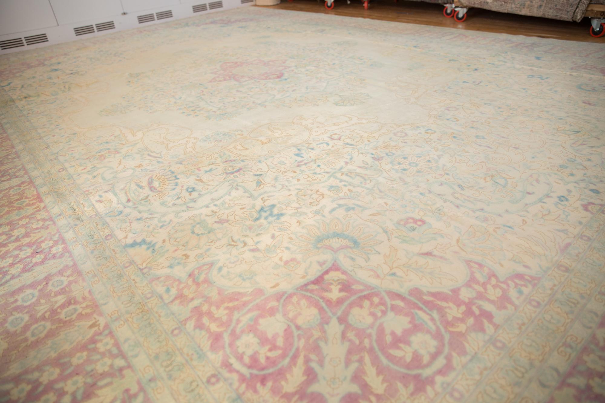 Vintage Distressed Bulgarian Kerman Design Carpet For Sale 1