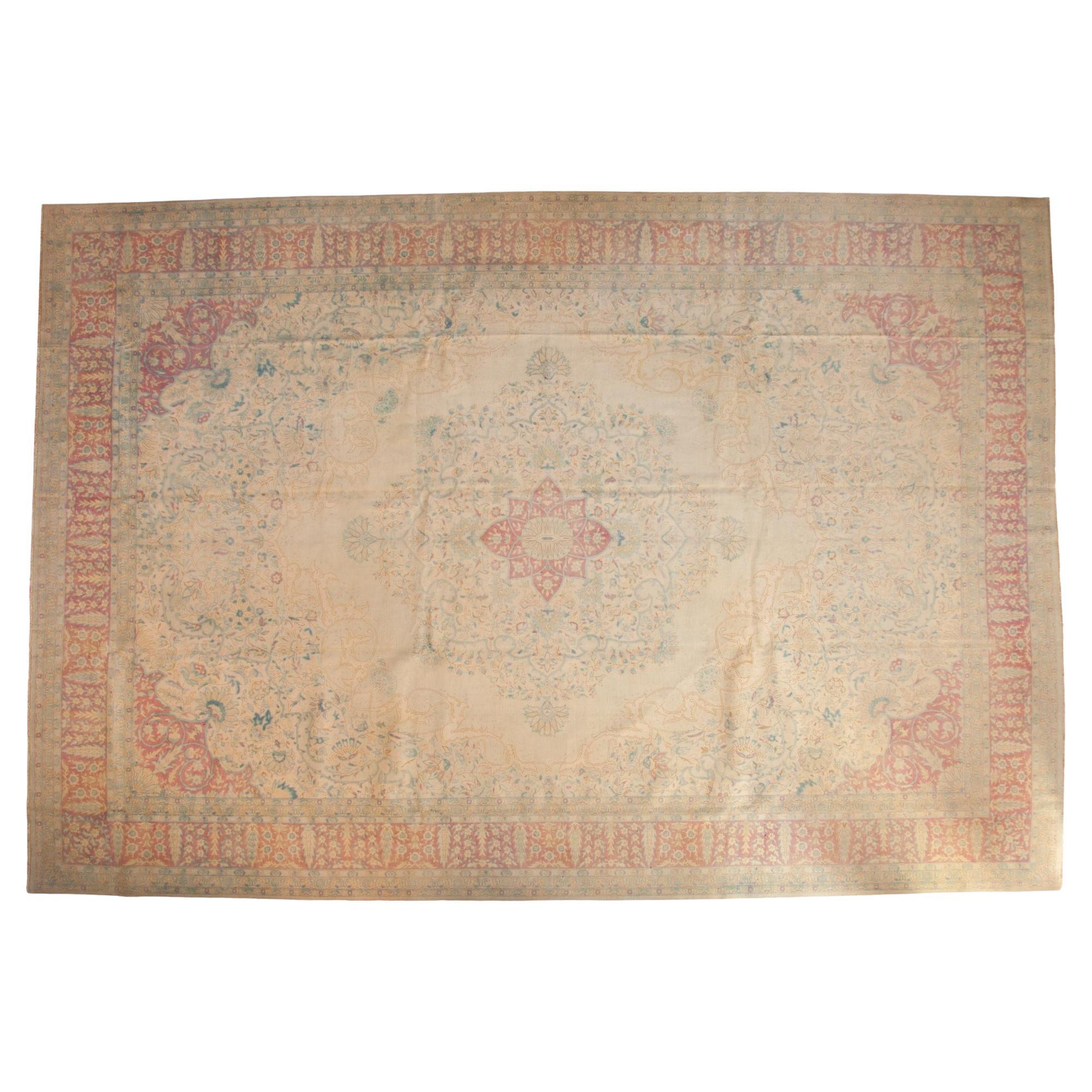 Vintage Distressed Bulgarian Kerman Design Carpet For Sale