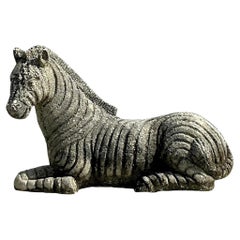 Vintage Distressed Cast Concrete Zebra
