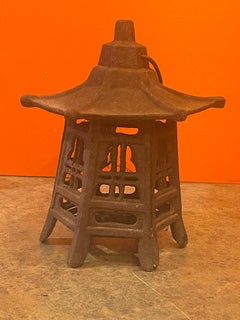 Vintage Distressed Cast Iron Japanese Pagoda Lantern
