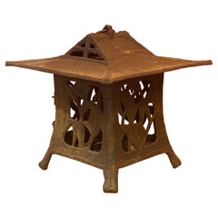Vintage Distressed Cast Iron Japanese Pagoda Lantern