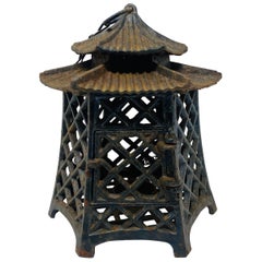 Vintage Distressed Cast Iron Japanese Pagoda Lantern